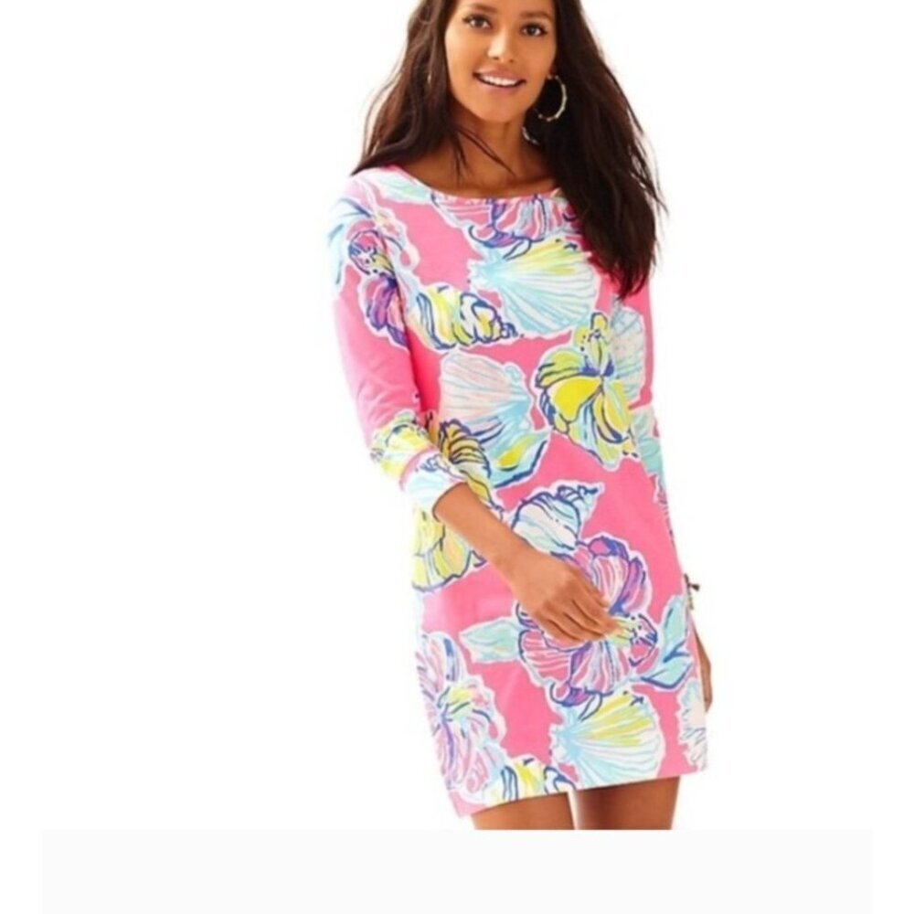 Lilly Pulitzer Marlowe Swept By The Tides Flower Seashell Dress Medium Resort